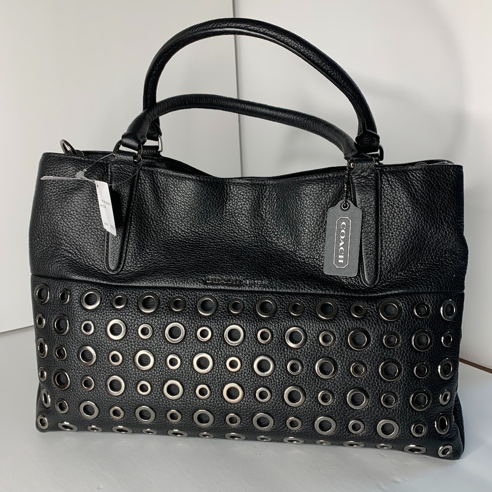 Coach Soft Borough. Leather. Black with Gunmetal Hardware